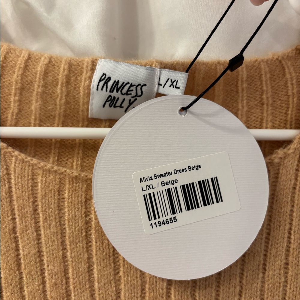 Tan Ribbed Sweater Dress - Picture 3 of 3